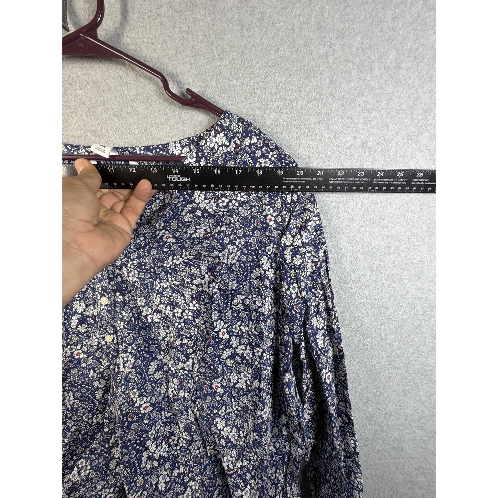 Old Navy Blouse Womens 4X Blue Floral Henley Long Sleeve Tunic Plus Top - Picture 6 of 11